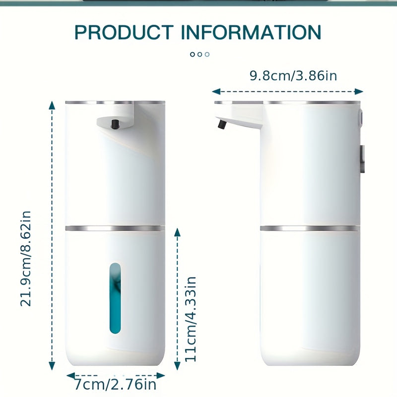 Dispensador automático de jabón en espuma de 12.8 oz con montaje en pared, pantalla de energía, recargable por USB, diseño sin contacto para baño, cocina, hotel y restaurante – Sensor inteligente, solución conveniente e higiénica