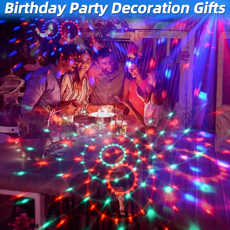 Luces de Fiesta con Bola de Discoteca LED de 7 Modos y Control Remoto - Luces Escénicas Activadas por Sonido para KTV, Decoración del Hogar, Cumpleaños, Halloween, Navidad y Bares de DJs - Alimentado por USB, Compatible con Múltiples Habitaciones, Ilumin