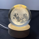 Luz de noche de luna de cristal, lámpara de mesa LED 3D, alimentada por USB, estilo moderno, sin pared, sin batería, para dormitorio, decoración de ambiente de fiesta.
