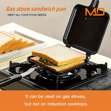MOREDOR 1pc Sartén Doble Cara Antiadherente para Hamburguesas y Panqueques - 1000W Diseño Cuadrado Portátil con Placas Desmontables, Ideal para Camping, Desayunos, Tortillas - Utensilio de Cocina Interior/Exterior, Rejilla Desmontable, Mangos Ergonómicos