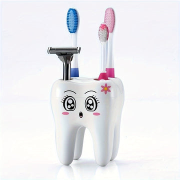 1 Pieza, Soporte Para Cepillo De Dientes Con Forma De Diente De Caricatura, Organizador Independiente De Plástico, Almacenamiento Diario Multiusos Y Estante Para Bolígrafos De Escritorio, Accesorios De Baño