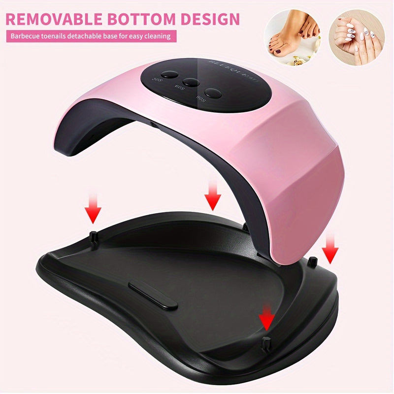 Lámpara de secado de uñas LED de 24 luces con cable USB - Luz profesional para gel de uñas para el hogar, 8W-24W, distribución uniforme, luz ascendente/descendente para uñas de gel, herramienta de cuidado de uñas de calidad de salón, accesorio de arte de