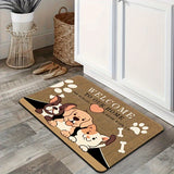 Alfombra de bienvenida con diseño de perro tierno, ideal para baño, cocina, lavandería o entrada, antideslizante, decoración navideña