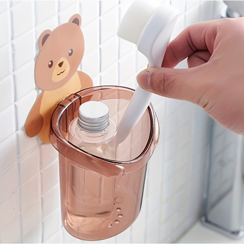 Soporte de Pared para Cepillos de Dientes con Estante de Drenaje - Plástico PPSU Transparente Dorado Rosa, Organizador Multifuncional de Baño para Pasta Dental y Cepillos, Accesorio Decorativo Adorable para el Hogar, Soporte para Cepillos y Pasta Dental