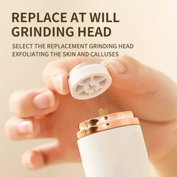 Limpiador Eléctrico Profesional de Pies - Exfoliante y Removedor USB con Luz Rápida Beige, Diseño Inalámbrico para Talones Suaves, Dedos y Pies - Herramienta de Cuidado para el Hogar y Viajes, Batería de Litio - Ideal para Pedicuras, Manicuras y Cuidado