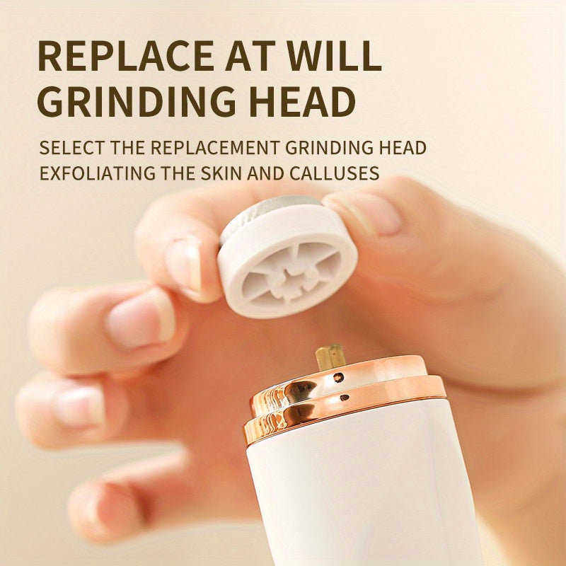 Limpiador Eléctrico Profesional de Pies - Exfoliante y Removedor USB con Luz Rápida Beige, Diseño Inalámbrico para Talones Suaves, Dedos y Pies - Herramienta de Cuidado para el Hogar y Viajes, Batería de Litio - Ideal para Pedicuras, Manicuras y Cuidado