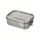 Caja de almuerzo cuadrada de acero inoxidable 304, gran capacidad, capa única, con hebilla, compartimentada, caja de bento, estudiante, cuadrada, al aire libre, estilo americano, frescura Bo, regreso a la escuela