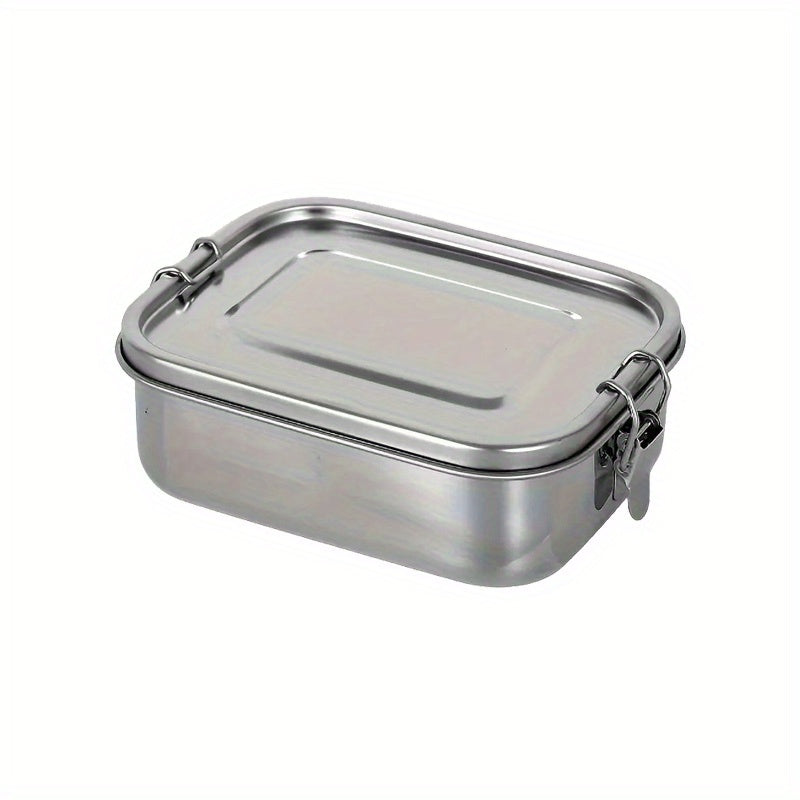 Caja de almuerzo cuadrada de acero inoxidable 304, gran capacidad, capa única, con hebilla, compartimentada, caja de bento, estudiante, cuadrada, al aire libre, estilo americano, frescura Bo, regreso a la escuela