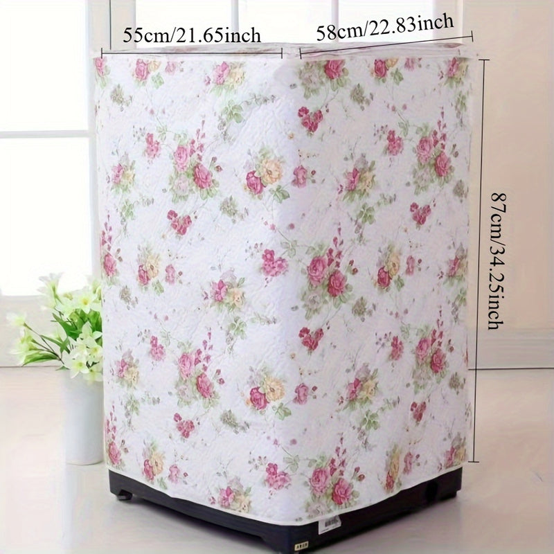 Reemplazo de Tapa Moderna para Lavadora con Estampado Floral - Blanco/Amarillo/Verde Azulado, Compatible con Lavadoras Frontales y Monobloque, Cubierta Duradera en PE - Antidesvanecimiento, Anti-polvo, Fácil Limpieza, Diseño Seguro para Lavadoras, Acceso