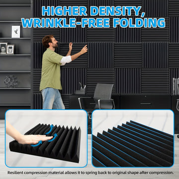 Paneles de Aislamiento Acústico Flame-Retardant Foamagic, Paquete de 60, 30x30 cm, Grado Profesional para Estudios, Salas de Grabación y Salas de Instrumentos, , Paneles de Pared Antiruido, Mejora de Salas de Grabación, Aislamiento para Músicos, Material