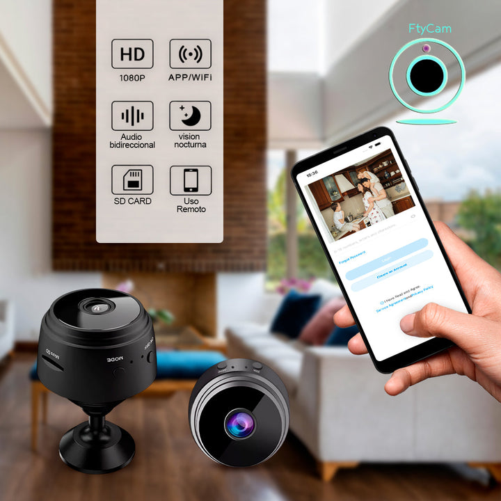 Cámara Espía HD Seguridad Base Rotatoria Wifi Bluetooth A9