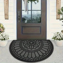 1 pieza de alfombrilla de baño con estampado floral elegante - Alfombrilla de bienvenida interior/exterior absorbente y antideslizante, fácil de limpiar, alfombrilla semicircular para baño, cocina y entrada, diseño negro y blanco, alfombrilla de piso par