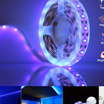 Tira de Luz Negra LED Flexible Alimentada por USB de 19.99 metros - Brillo Neón Vibrante para Fiestas, Vacaciones y Decoración del Hogar, Ideal para Navidad, Halloween, Cumpleaños, Gabinetes de Vidrio y Más, Decoraciones de Fiesta | Iluminación Creativa