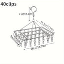 Gancho para ropa de acero inoxidable Ever Blooming con pinzas - Diseño duradero, resistente al viento y con seguro para uso en interiores/exteriores, organizador de ropa y calcetines, organizador de lavandería | Gancho para ropa moderno | Construcción du