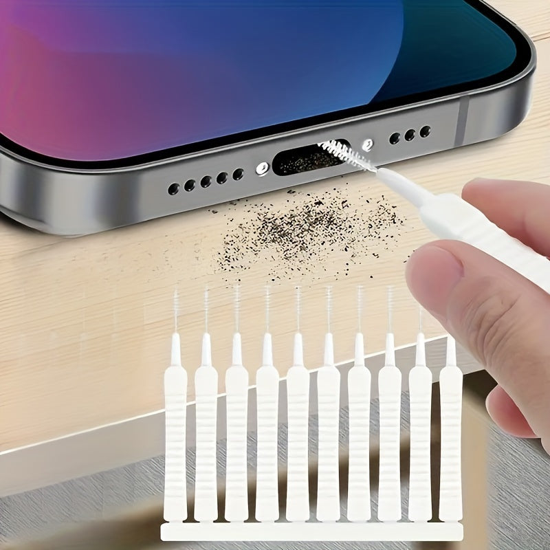 Kit de herramientas de limpieza multifuncional ultrafino de 10 piezas, adecuado para puertos de carga, altavoces, teléfonos móviles y cabezales de ducha - conjunto de cepillos para la eliminación segura de pelusa/residuos de productos electrónicos y artí
