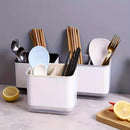 Organizador de Utensilios de Cocina Versátil con Bandeja de Goteo, Caja de Almacenamiento para Palillos y Cubiertos, Material PP Duradero, Accesorios de Cocina para el Hogar y Restaurante