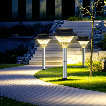 1 pieza de luz solar para exteriores de césped, forma de sombrero, luz de paisaje, acero inoxidable, cálido/blanco 39LED, luz de jardín, luz decorativa solar, adecuada para patio, jardín, patio, sendero, luces de pared, luces de columna, decoración de pa