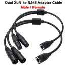 Adaptador de Cable Dual XLR a RJ45 - Negro, Extensión Macho/Hembra para la Serie de Controladores DMX-CON, Convertidor Ethernet con Múltiples Conectores, Diseño Duradero y Flexible para Sistemas de Sonido e Iluminación