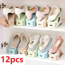 12 piezas de organizadores de zapatos de plástico ajustables, práctico organizador multiusos para entrada, sala, dormitorio, baño, hogar y residencia estudiantil - Blanco