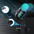 Microfono USB Profesional para Gaming y Streaming - Cancelación de Ruido de Estudio, Conector para Auriculares Integrado, Anillo LED, Plug & Play, Alimentado por USB (), Micrófono para Juegos, Configuración para Podcasting, Equipo de Audio Elegante, Soni