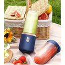 Mini mezclador de jugo portátil inalámbrico recargable con 6 cuchillas y tazas dobles, adecuado para batidos, verduras y frutas, control de botones, batería recargable, material ABS de grado alimenticio, adecuado para el hogar, al aire libre y viajes, re