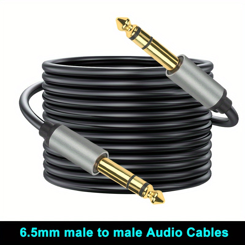Cable AUX I-ZCLIVE de Alta Fidelidad de 6.35mm Macho a Macho, Carcasa de Aleación de Aluminio Duradera - Diseño Plano para Enrutamiento Fácil, Ideal para Computadoras, Portátiles, DVDs, Amplificadores, Guitarras Eléctricas, Altavoces, Mezcladores, Teclad