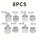 Conjunto de 8 Adaptadores de Tornillo para Micrófono de Aleación de Aluminio - Hembra de 5/8" a Macho de 3/8", Hembra de 3/8" a Macho de 5/8", Hembra de 5/8" a Macho de 1/4", Hembra de 1/4" a Macho de 5/8" - Conectores Roscados Duraderos para la Montaje