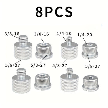 Conjunto de 8 Adaptadores de Tornillo para Micrófono de Aleación de Aluminio - Hembra de 5/8" a Macho de 3/8", Hembra de 3/8" a Macho de 5/8", Hembra de 5/8" a Macho de 1/4", Hembra de 1/4" a Macho de 5/8" - Conectores Roscados Duraderos para la Montaje