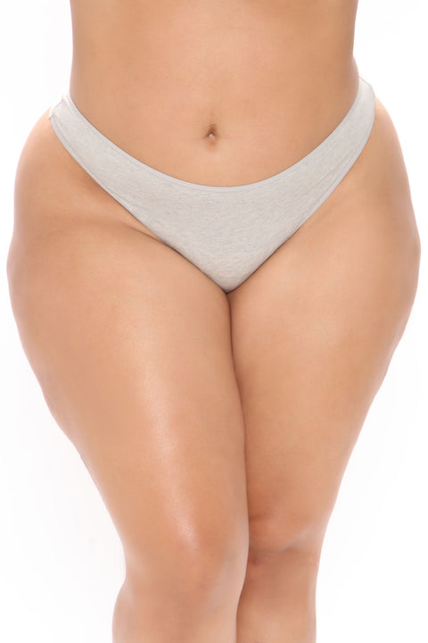 Panty tanga de algodón ajuste perfecto - Gris