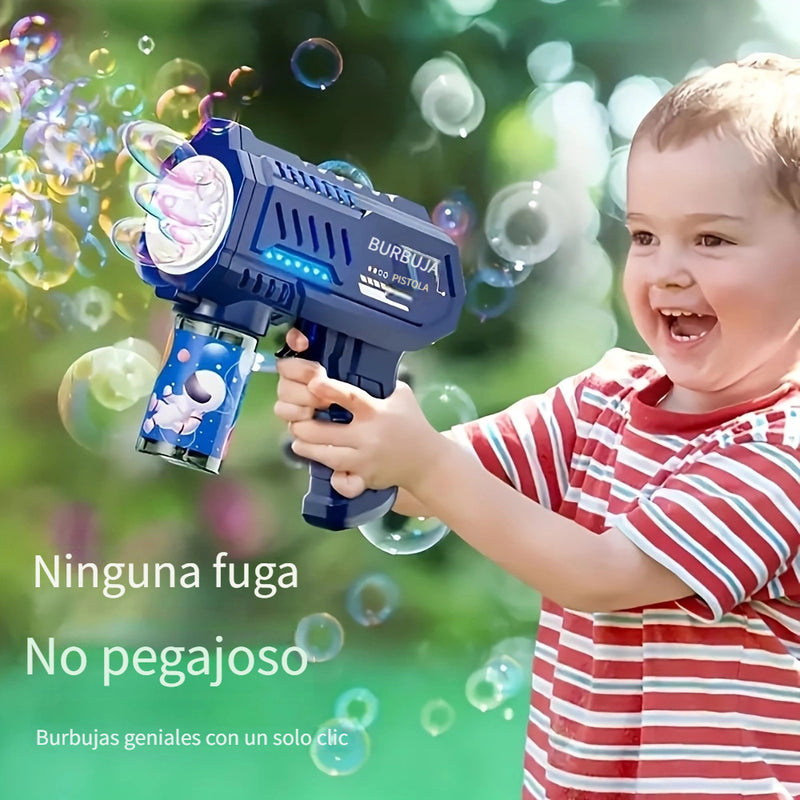 Pistola de burbujas LED - Máquina de burbujas eléctrica, ideal para fiestas al aire libre, bodas, jardines, playas y diversión en la piscina - Máquina de burbujas luminosa totalmente automática LVD, perfecta para festivales y regalos de cumpleaños. Pilas
