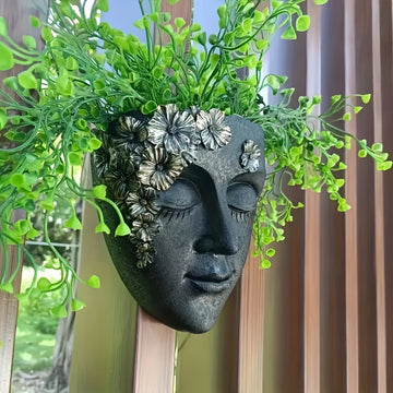 Maceta de Pared Montada en Resina Blanca con Decoración de Flores Rosas - Arte Mural para Jardín Interior/Exterior para Cualquier Estilo de Habitación, Decoración de Jardín