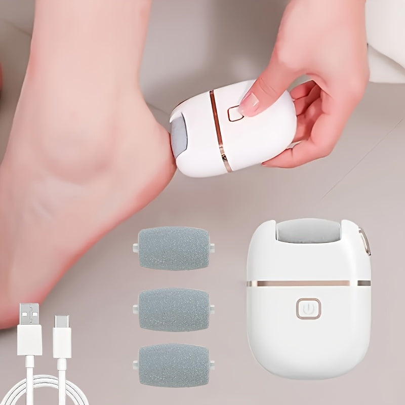 Masajeador eléctrico de pies recargable con alimentación USB, 3 cabezas de repuesto, batería de litio de 500 mAh, regalo perfecto para la familia y amigos.
