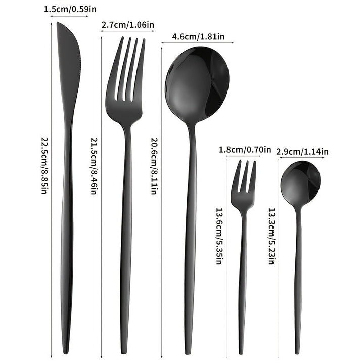 Juego de Cubiertos de Acero Inoxidable con Espejo, 30 Piezas, Apto para Lavavajillas, Ideal para 6 Personas, Incluye Cuchillos, Tenedores y Tenedores de Postre, Colección Duradera para Cocinas Hogareñas y Restaurantes