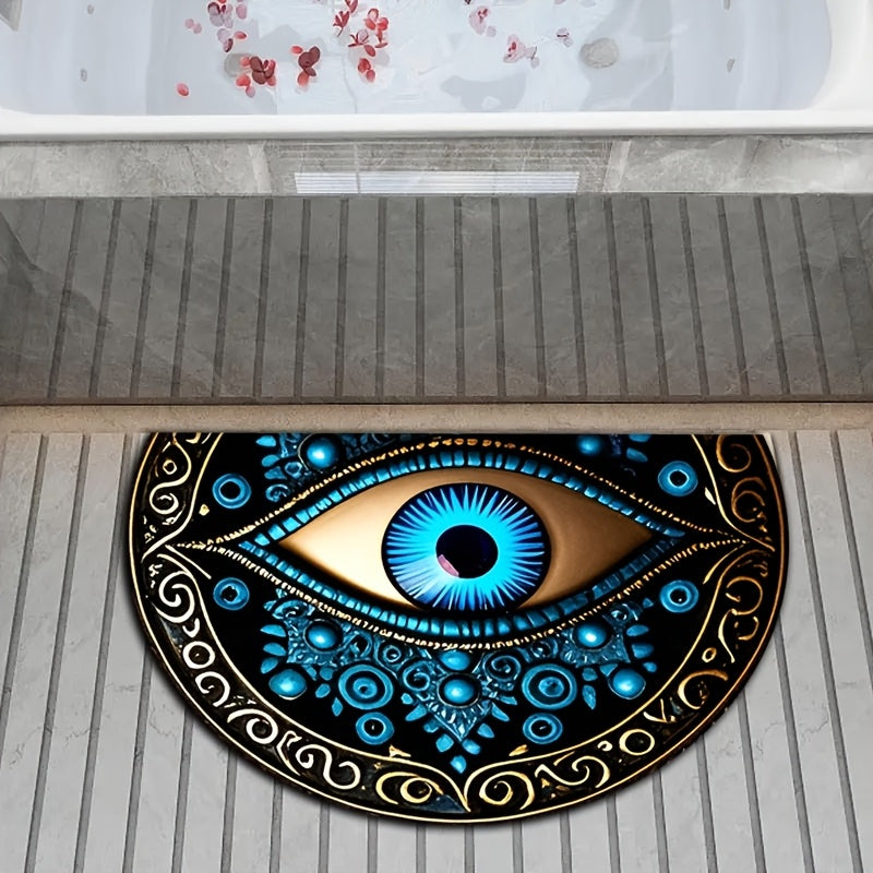 1 unidad de Alfombra de Piso de Diseño de Ojo Semircular de Lujo, Simbolizando Prosperidad, Buena Suerte, Fondo de Silicona Antideslizante, Lavar en Máquina, Fácil de Limpiar, Cómoda, Alfombra de Puerta Lavar en Máquina, Adecuada para Patio, Entrada, Sal