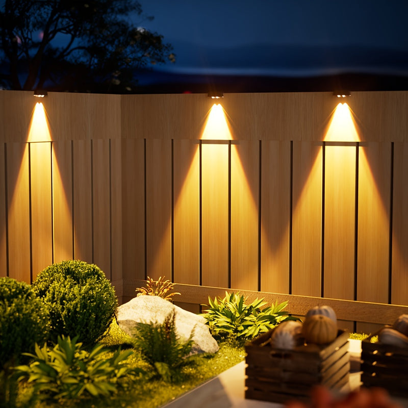 Conjunto de 4 Luces Solares para Exteriores IP44, Iluminación LED Energéticamente Eficiente para Paredes en Jardín, Patio, Escaleras de Villa y Decoración Exterior - Fácil Instalación, Sin Necesidad de Control Remoto