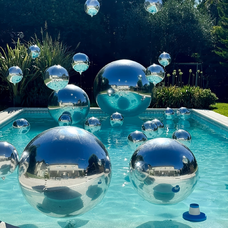 36 piezas de globos de aluminio 4D - Decoración de banquetes con efecto de flash plateado de cielo estrellado tridimensional, globos flotantes superduraderos reflectantes de 360°, artefacto de decoración de escena de boda y cumpleaños, conjunto de pelícu