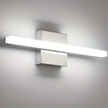 Barra de luz moderna para tocador de baño de 16 pulgadas, 9W, aplique de pared con pantalla de acrílico, luz blanca fría 6000K, montaje semiempotrado, base de metal, incluye hardware de instalación - Ideal para iluminación de baño, luz para tocador | Ilu