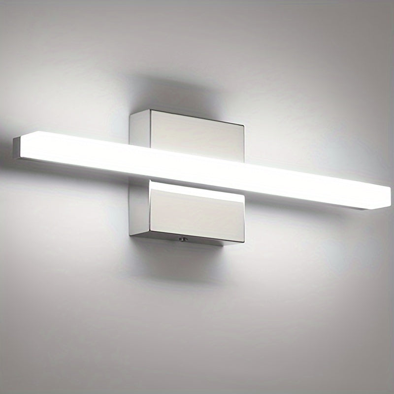 Barra de luz moderna para tocador de baño de 16 pulgadas, 9W, aplique de pared con pantalla de acrílico, luz blanca fría 6000K, montaje semiempotrado, base de metal, incluye hardware de instalación - Ideal para iluminación de baño, luz para tocador | Ilu