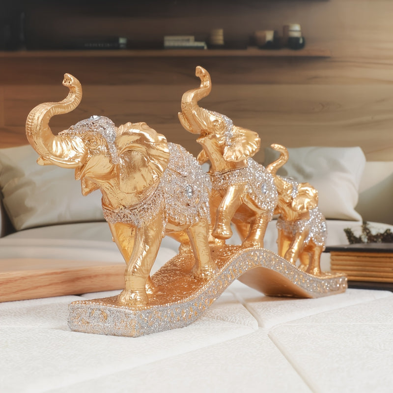 Juego de Tres Adornos Decorativos para Sala con Elefante, Soporte para TV y Barra Creativo para Entrada del Hogar