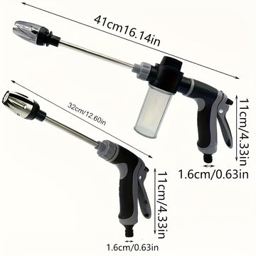 1 unidad de pistola de lavado a presión ProClean para autos, con varilla ajustable y reforzada, adaptadores rápidos de 3/4" y 1/2", boquilla multifuncional para manguera de jardín, limpieza de autos y mascotas, plástico duradero, solo lavado a mano, acce