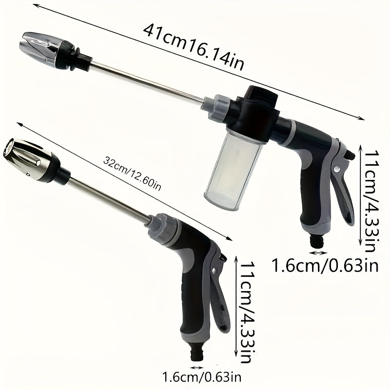1 unidad de pistola de lavado a presión ProClean para autos, con varilla ajustable y reforzada, adaptadores rápidos de 3/4" y 1/2", boquilla multifuncional para manguera de jardín, limpieza de autos y mascotas, plástico duradero, solo lavado a mano, acce