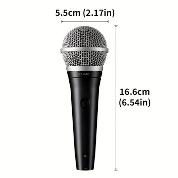 Micrófono de mano profesional G-MARK PGA48 con captación en forma de corazón, grabación USB y micrófono para actuaciones en vivo para karaoke, canto, iglesia, escuela y sesiones de conferencia - Diseño de enchufe, negro