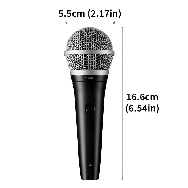 Micrófono de mano profesional G-MARK PGA48 con captación en forma de corazón, grabación USB y micrófono para actuaciones en vivo para karaoke, canto, iglesia, escuela y sesiones de conferencia - Diseño de enchufe, negro