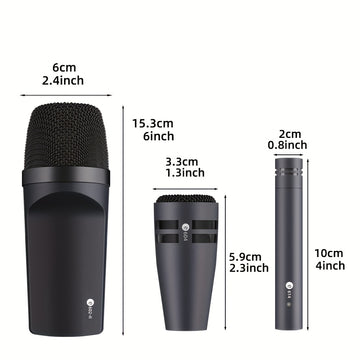 Kit de micrófono de batería G-MARK E608 de 7 piezas con cymbal dinámico, batería de bajo y snare para conjuntos de batería, DJ, instrumentos de escenario y grabación en vivo, material ABS, conexión XLR, no requiere batería.