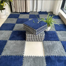 24 piezas de tapetes de peluche entrelazados - Diseño a cuadros en azul y gris, material lavable de EVA y poliéster, perfectos para decorar la sala, habitación o cuarto de juegos