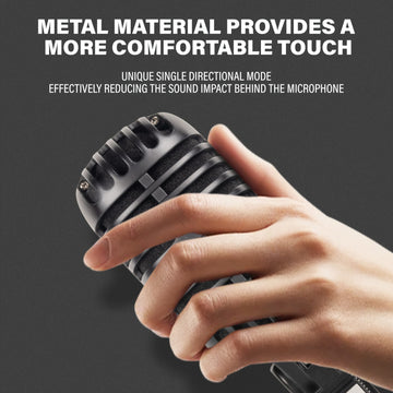 Microfono Dinámico Vintage XGeS - Micrófono Vocal Retro de Metal con Alimentación USB para Karaoke, Streaming y Grabación, Estudio Profesional & Actuaciones en Vivo con Soporte Colgante, Equipo de Karaoke, Diseño Clásico, Construcción Duradera