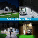 Luz solar con sensor de movimiento de 400 LED - Aplique de pared para exteriores con cable de 5.0 metros, control remoto, iluminación de anochecer a amanecer, función de seguridad para porche, jardín y regalos navideños, luz de seguridad exterior | Luz e