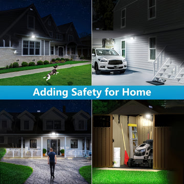 Luz solar con sensor de movimiento de 400 LED - Aplique de pared para exteriores con cable de 5.0 metros, control remoto, iluminación de anochecer a amanecer, función de seguridad para porche, jardín y regalos navideños, luz de seguridad exterior | Luz e