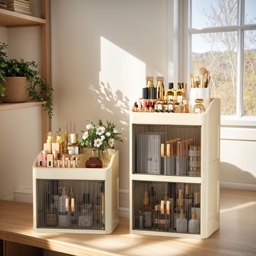 2025 Caja de Almacenamiento de Cosméticos de Escritorio Plegable de Lujo Joven Estilo Cajón de Múltiples Capas para el Cuidado de la Piel Ampliada y Engrosada para un Transporte Fácil
