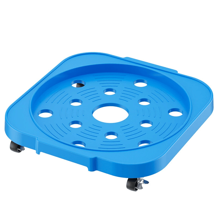 Base de Cubo Ajustable y Resistente de Plástico con Ruedas y Freno - Soporte Móvil para Bombonas de Agua y Gas, Estante Multiusos para Cocina, Azul